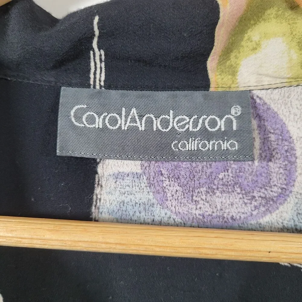 CAROL ANDERSON Fruit and Floral Print Cropped Button Up Size XL Rayon Black - Picture 6 of 6